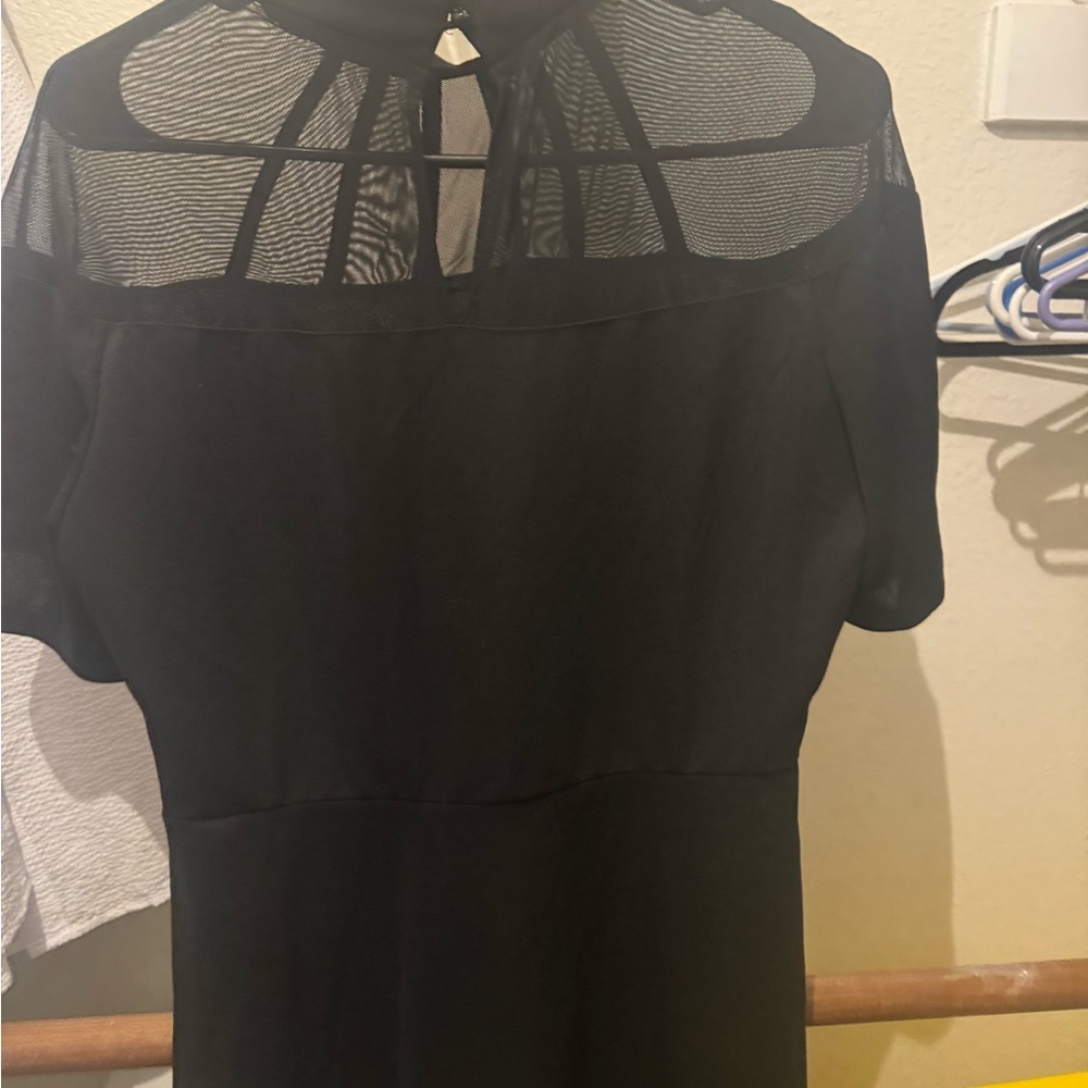Elegant Black Dress with Mesh Detail